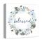 Blue Blessed Floral Wreath 16" x 16" Canvas Wall Art